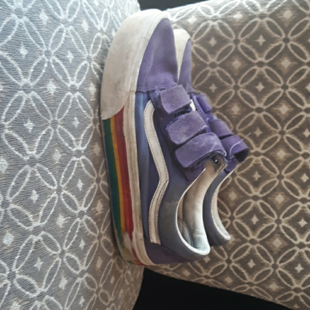 Rainbow and Purple Vans Skater Shoes